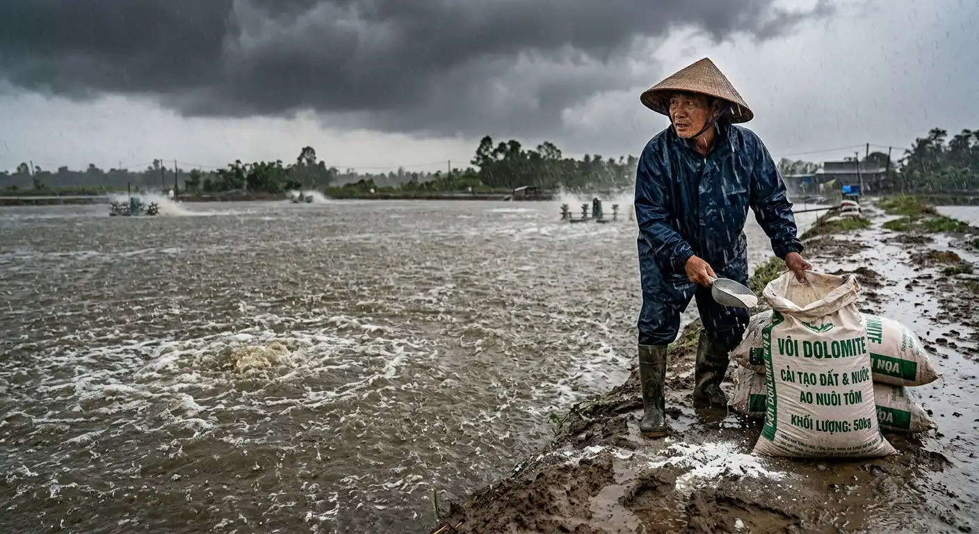 Hình ảnh ao tôm trong mùa mưa