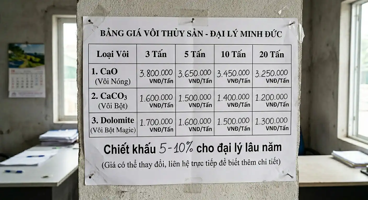 Bảng giá vôi thủy sản