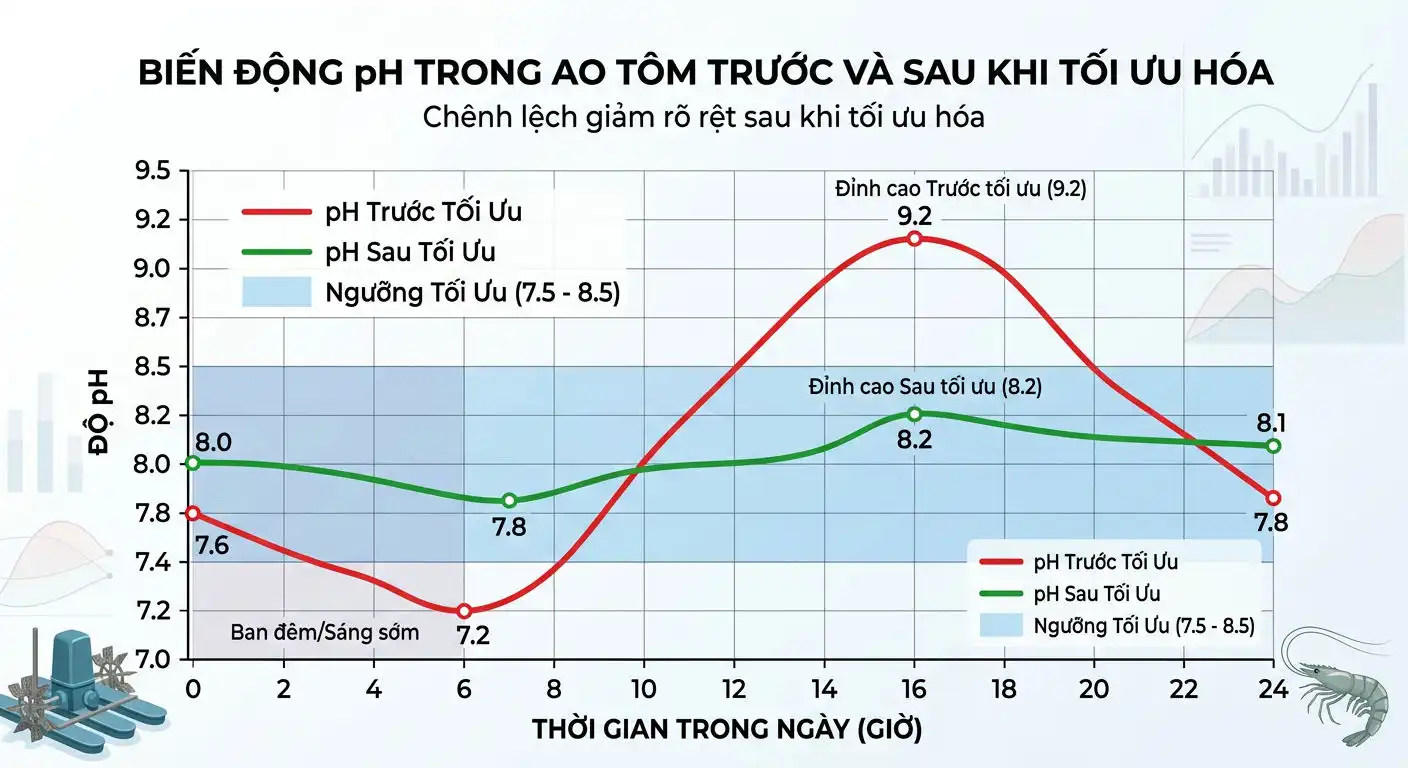 Biểu đồ phân tích pH ao nuôi tôm