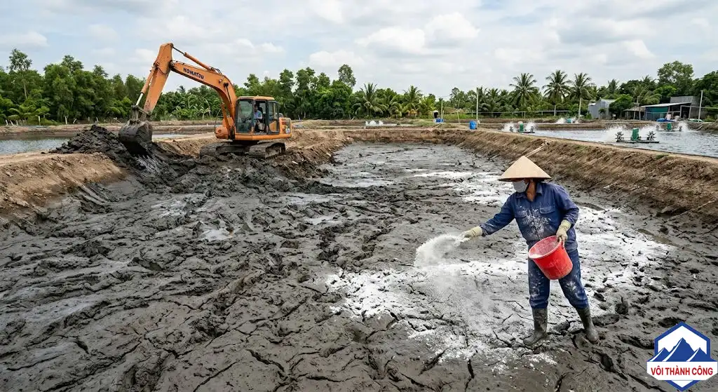 Ao đất nhiều bùn đang được cải tạo