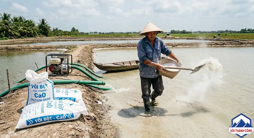 Công nhân đang cải tạo ao cấp tốc