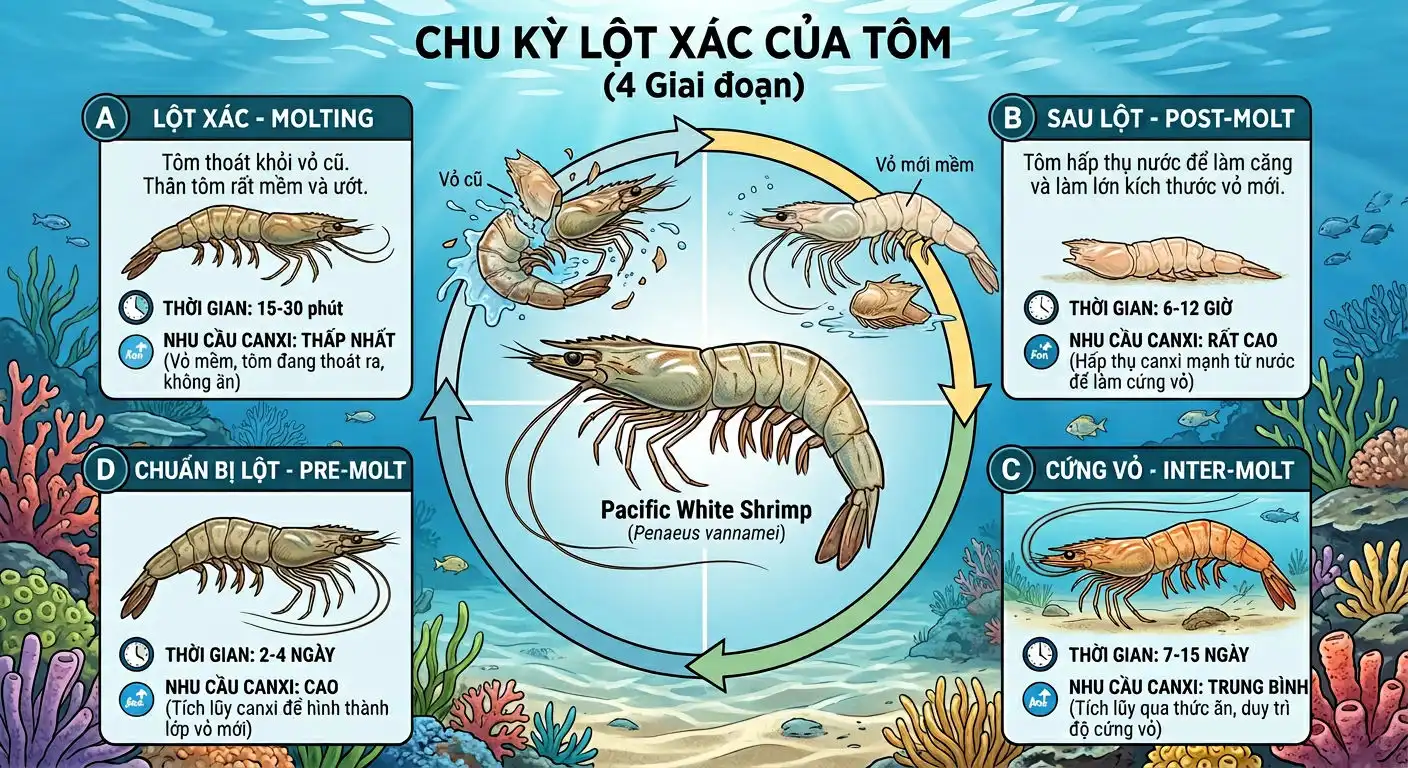 Tôm đang lột xác