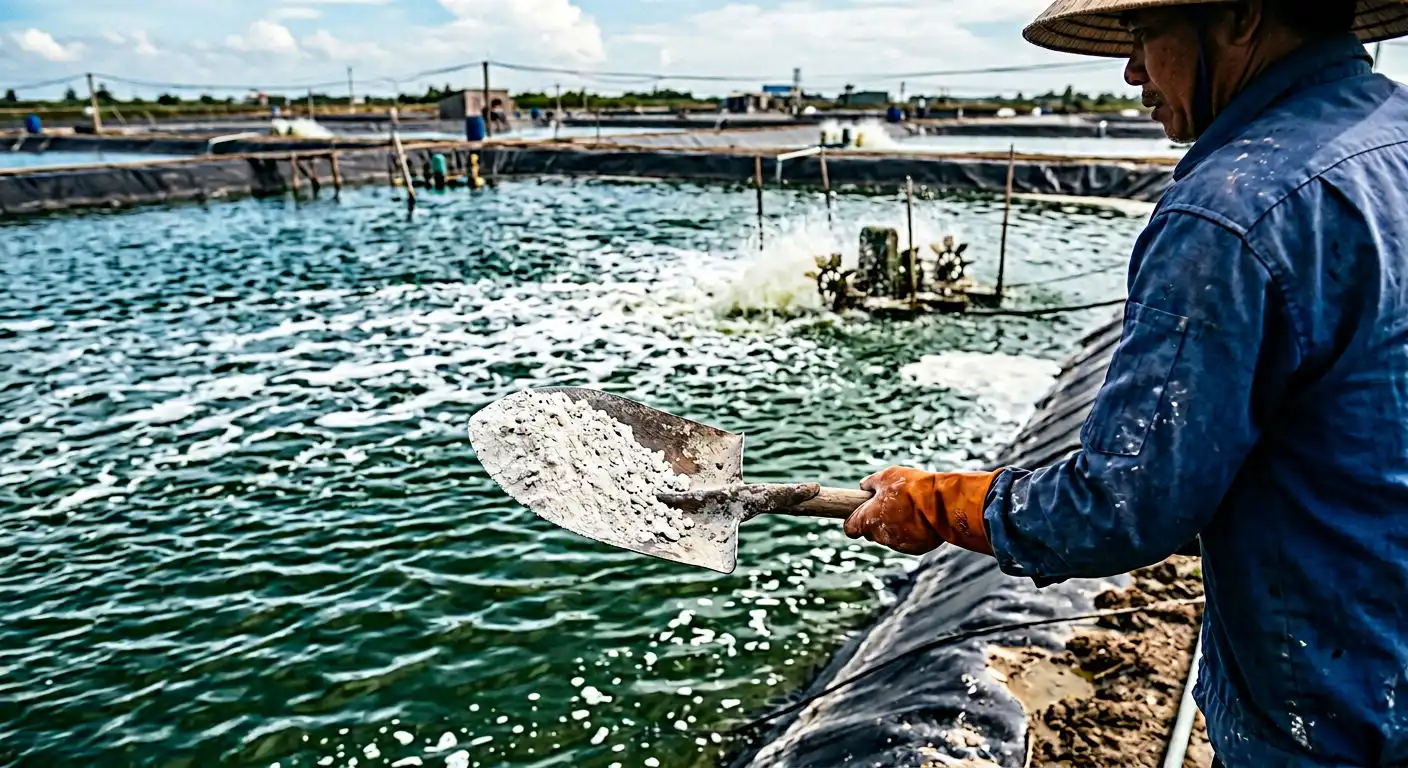 Vôi bột CaO và ao tôm