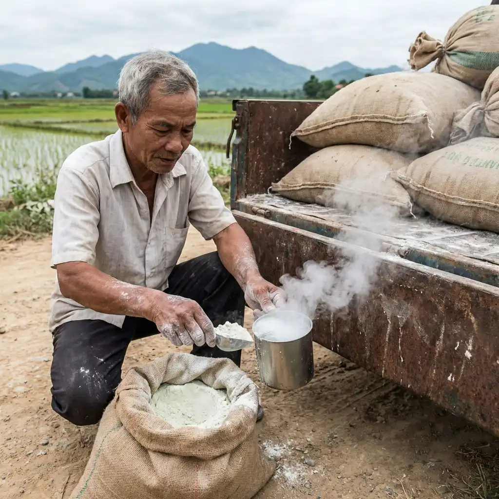 Kiểm tra chất lượng vôi trước khi dỡ hàng