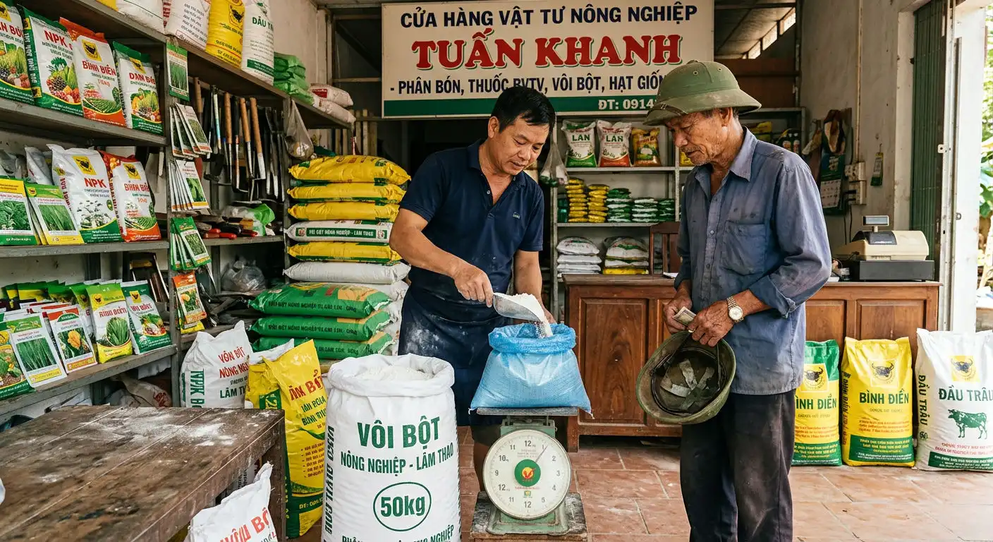 Mua vôi thủy sản tại cửa hàng