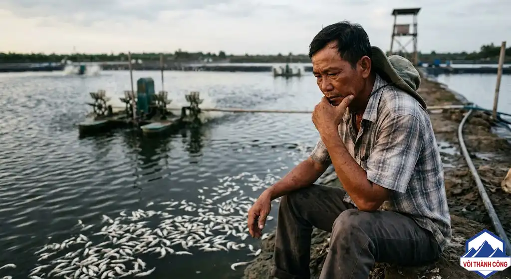 Người nông dân thất vọng vì tôm chết
