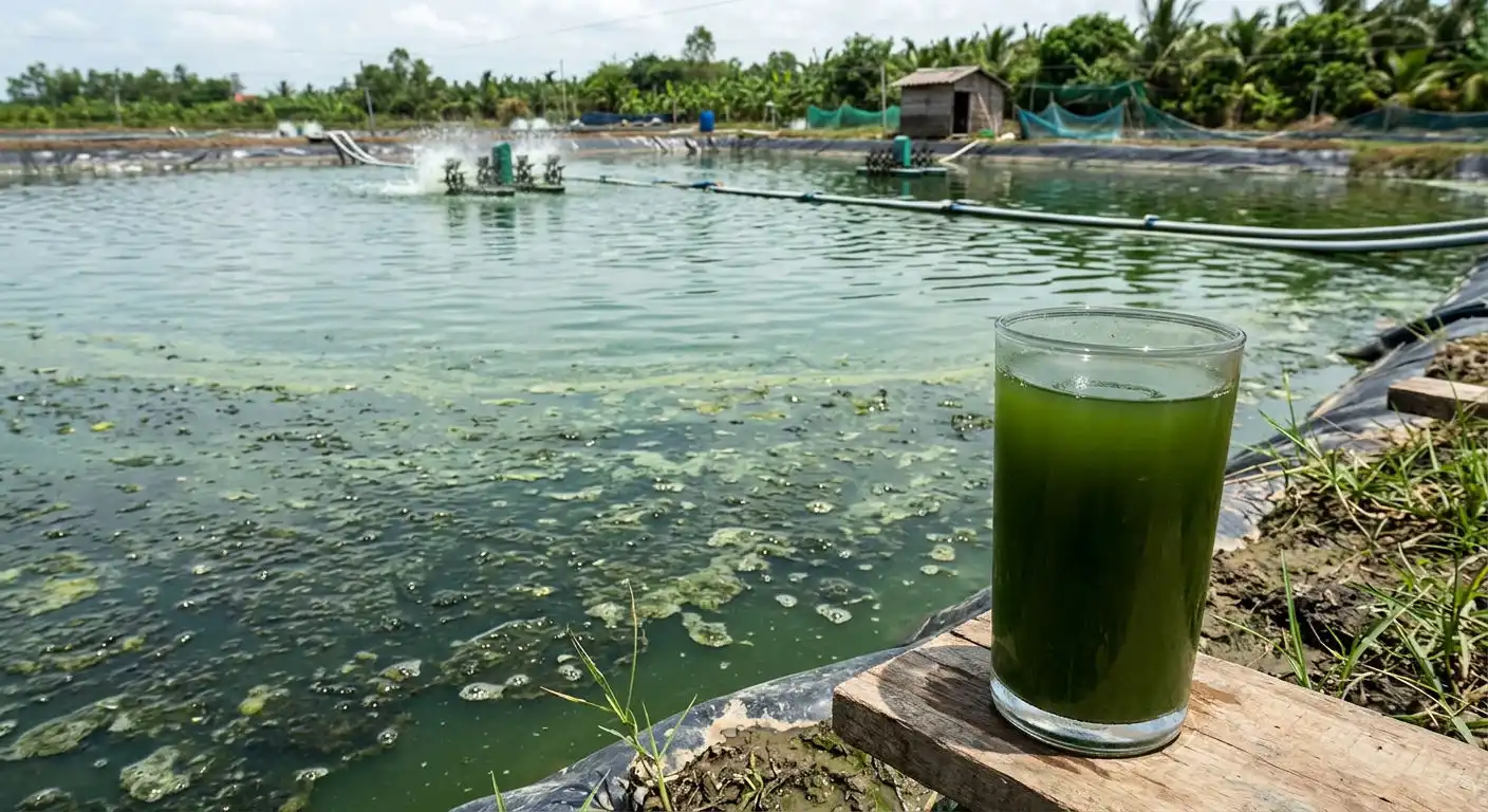 Nước ao đục do tảo nở hoa