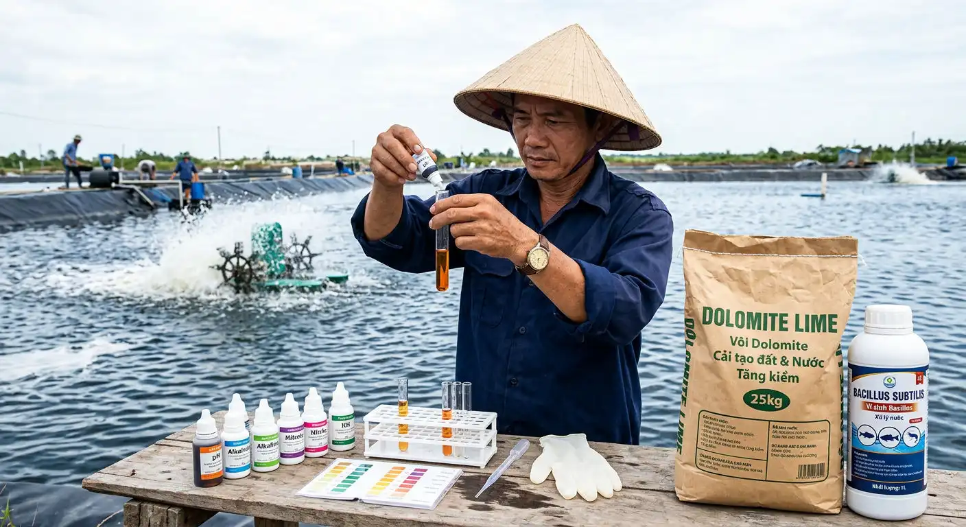 Kiểm tra nước trước khi thả giống