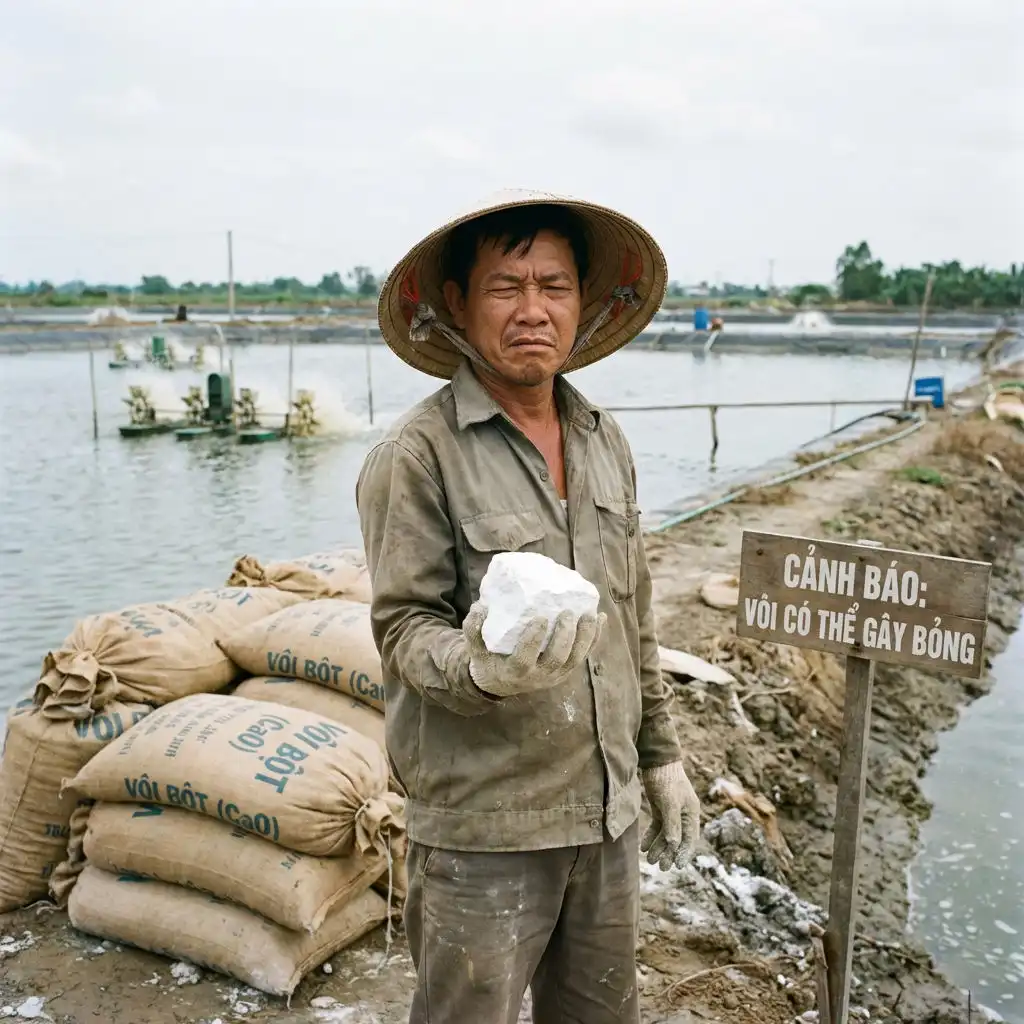 Ông Ba Phi kiểm tra vôi