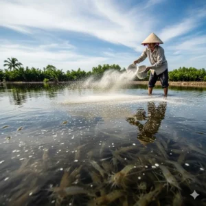 nông dân dùng vôi trị bệnh vỏ mềm tôm ở long an