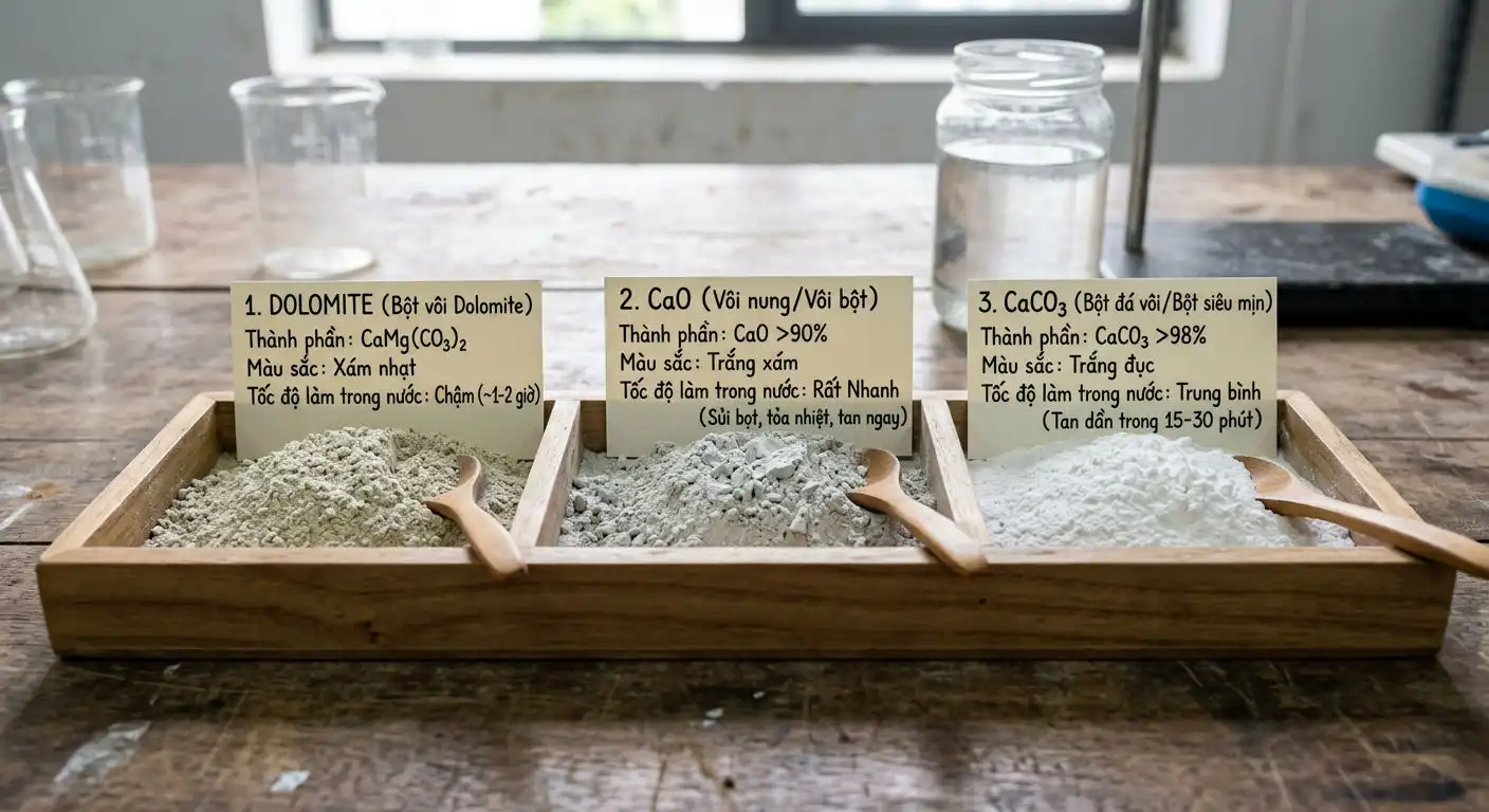 So sánh tốc độ làm trong của các loại vôi thủy sản