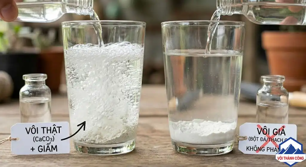 Test vôi canxi bằng giấm