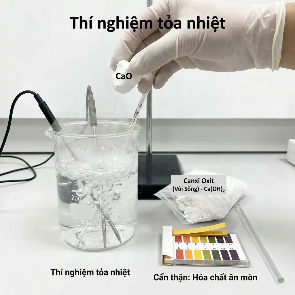 Test vôi CaO bằng nước