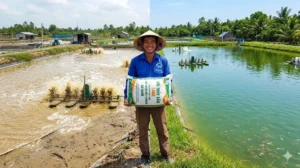 Hình ảnh thực trạng ao nuôi tôm bị đục và ô nhiễm nước nghiêm trọng tại miền Tây.