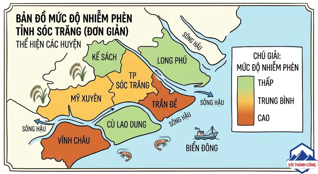 Bản đồ thổ nhưỡng và khu vực nuôi tôm Sóc Trăng