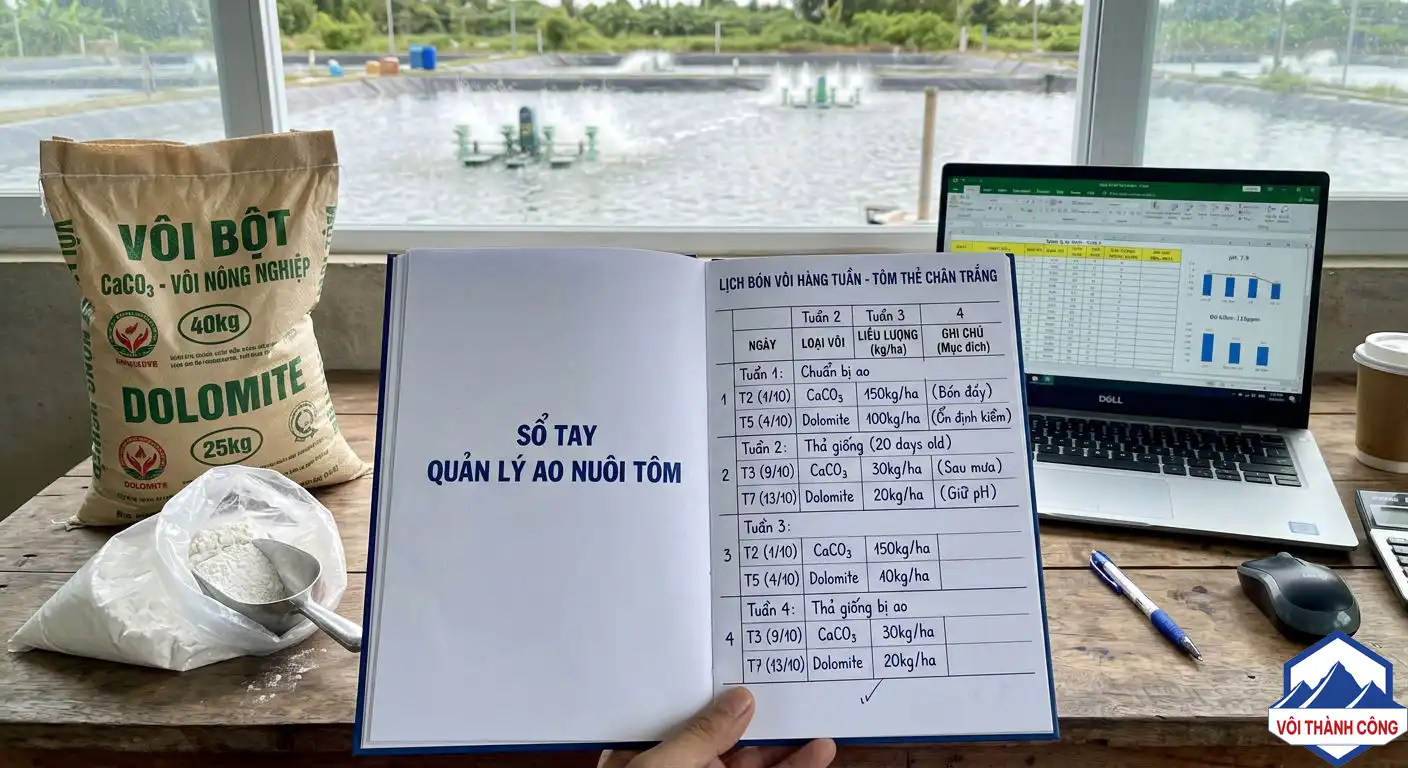 Lịch trình bón vôi cho ao tôm