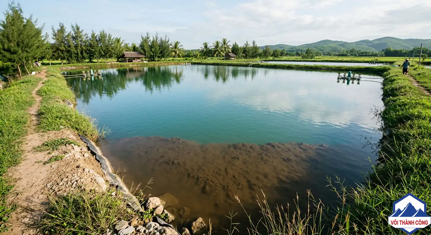 Nước đang lắng trong ao