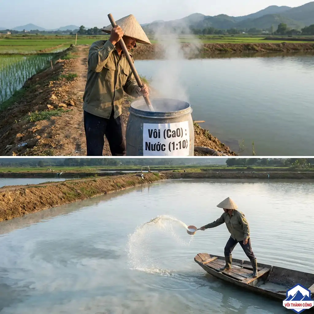 Pha vôi và tạt đều