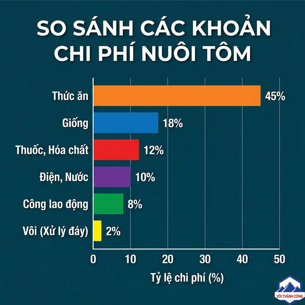 Biểu đồ so sánh chi phí nuôi tôm