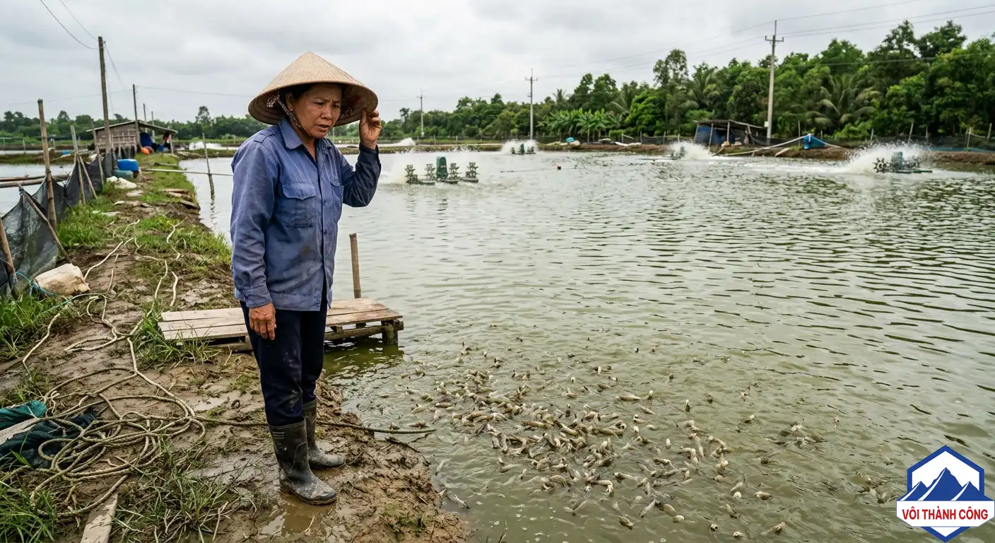 Tôm nổi đầu do sốc pH
