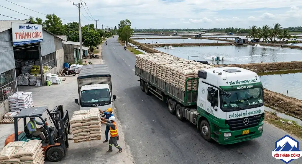 Vận chuyển dolomite đến ao tôm